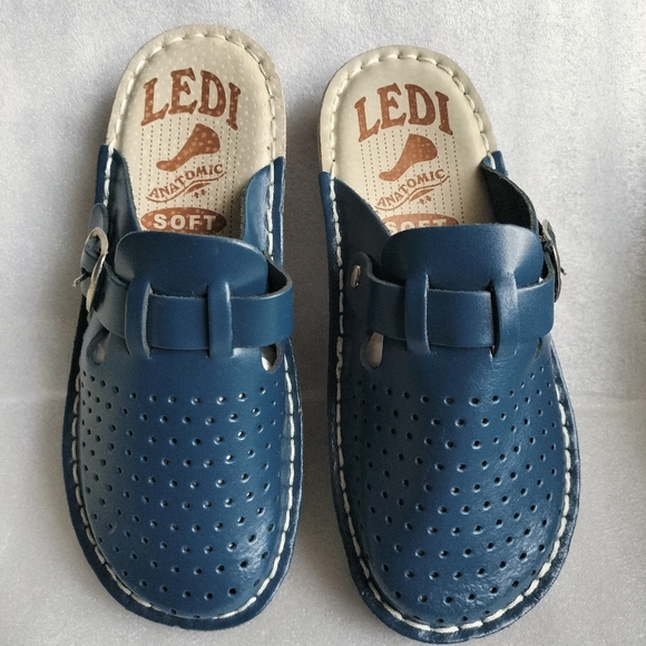 Ledi Anatomic comfort clogs slip on blue sandals size 5.5 - Picture 2 of 6
